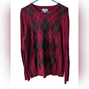 Croft & Barrow Men's Red Argyle Sweater L